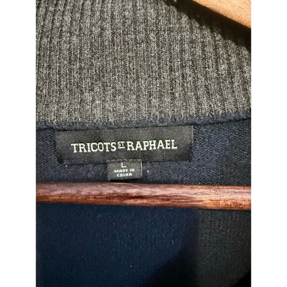 Men’s Tricots St Raphael Blue 1/4 Zip Sweater Size Large - Picture 3 of 7